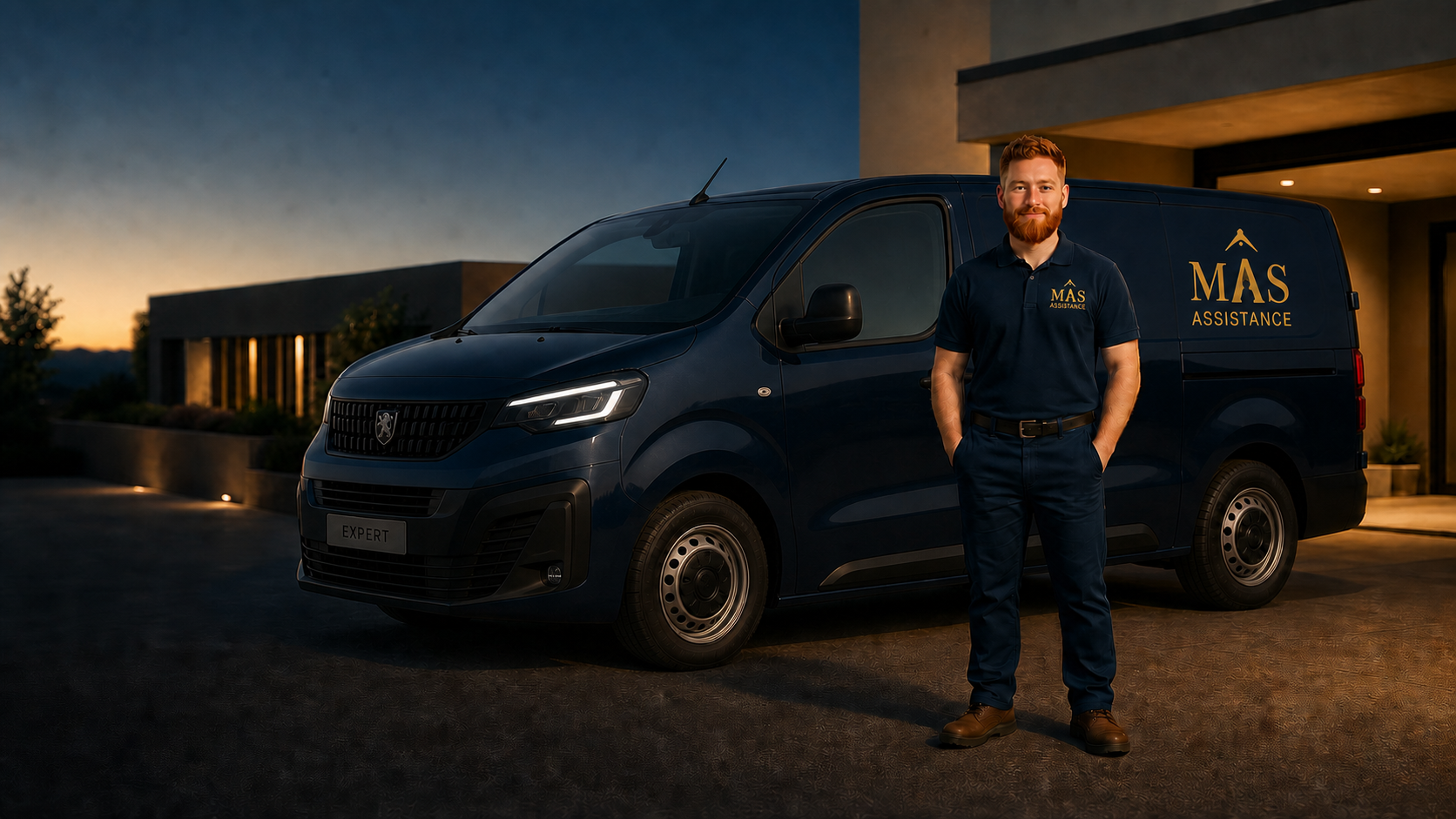 Avatar MAS Assistance devant un Peugeot Expert 2026 aux couleurs de l’entreprise